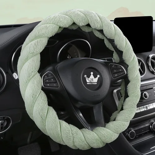Miniatura 13 de HighnessHwoo Funda para volante de coche de felpa suave y lujosa de invierno para mujeres, accesorios automotrices cálidos y lindos para vehículos