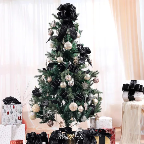 Miniatura 3 de MAYREEL Cinta de terciopelo negro triturado de 2.5 pulgadas, cinta gruesa con alambre para decoraciones de Navidad, envolver regalos, coronas