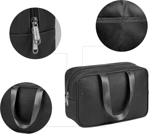 Miniatura 5 de Narwey Neceser de tamaño completo, bolsa de cosméticos grande, bolsa de maquillaje de viaje, organizador para mujeres y niñas, A-Negro, L, Bolsa