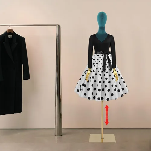 Miniatura 3 de Vestido de maniquí femenino con forma de torso, 59 a 79 pulgadas de altura ajustable, cuerpo de maniquí con soporte de metal y base rectangular