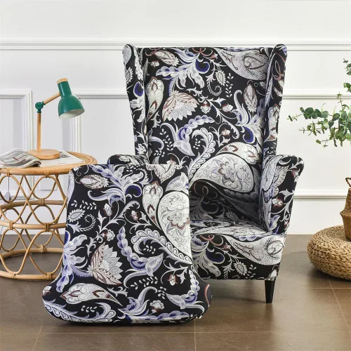 Miniatura 18 de Fundas para silla Wingback, 2 piezas, fundas elásticas elegantes para silla de ala con parte inferior elástica, protector de muebles para Hojas