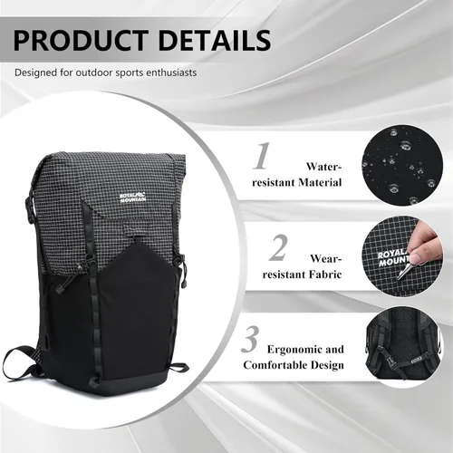 Miniatura 2 de Mochila de senderismo para mujeres y hombres, 20L ligera, plegable, resistente al agua, plegable, pequeña mochila de senderismo, mochilas para Negro