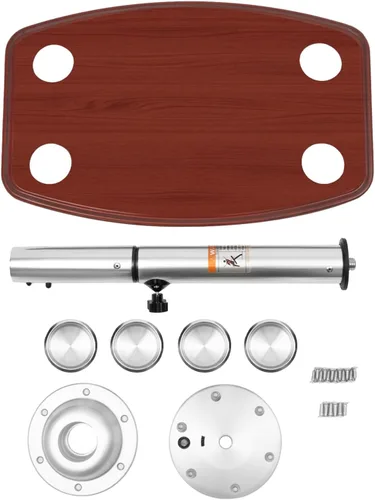 Miniatura 9 de Mesa de barco marino para caravana, mesa extraíble para caravana, mesa de bloqueo de rosca marina, base de pedestal de roble barnizado, 4 portavasos