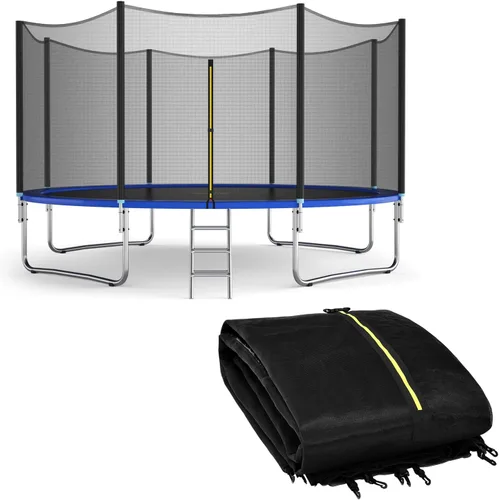 Miniatura 10 de Giantex Red de Seguridad para Trampolín, 8 10 12 14 15 16 Pies Red de Repuesto Resistente a la Intemperie para Marco Redondo, con Cremalleras