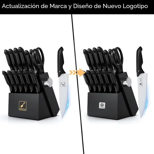 Miniatura 2 de imarku Juego de cuchillos con bloque, juego de cuchillos afilados con afilador integrado, juegos de cuchillos de cocina de acero inoxidable con Negro