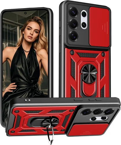 Miniatura 12 de Ysnzaq for Samsung Galaxy S26 Case, Built in Sliding Camera Lens Cover & Ring Holder Stand, Military Grade Shockproof Protective Phone Case for