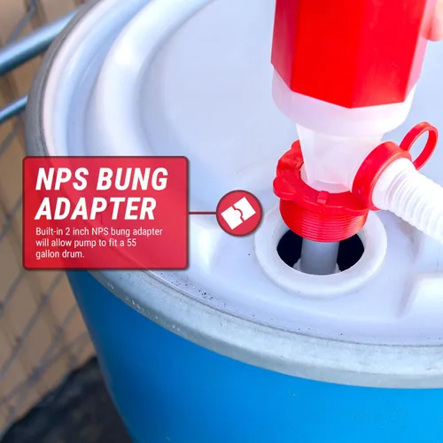 Miniatura 6 de TERA PUMP TRDRUM40 (sin BPA) Bomba de tambor de combustible manual compacta resistente portátil con longitud ajustable para barriles de tambor de 55