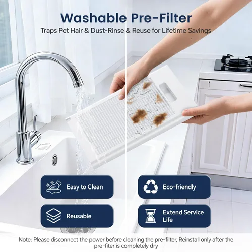 Miniatura 8 de Purificadores de aire para el hogar habitación grande con control remoto, hasta 3000 pies cuadrados, filtro de aire doble cara H13 Hepa con pantalla
