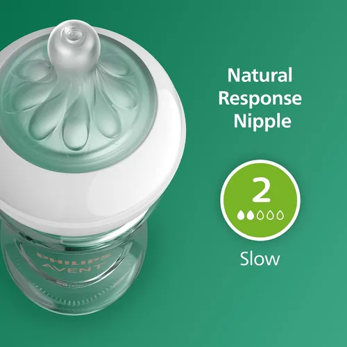 Miniatura 8 de Philips Avent SCY910/01 - Biberón de vidrio natural con pezón de respuesta natural (flujo lento, flujo 2), 4 onzas, SCY910/01