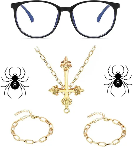 Collar de cosplay de anime, collar de cruz de anime con 2 pulseras y accesorios de disfraz