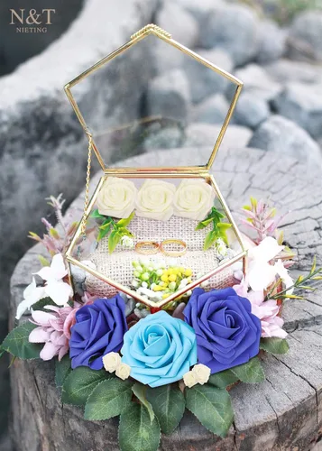 Miniatura 201 de N&T NIETING Flores artificiales, rosas artificiales de color rosa intenso, 50 piezas de flores falsas con tallo para ramos de boda DIY, centros