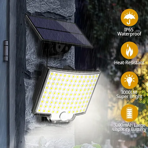 Miniatura 4 de Luces solares para exteriores, 106 LED 3000LM con sensor de movimiento, luces de inundación solares alimentadas por energía solar con control