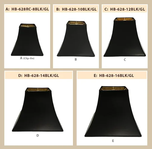 Miniatura 5 de Royal Designs - Pantalla de lámpara cuadrada con tapa dura, accesorio de clip redondo, negro, forro dorado de pelo de caballo, (4 x 4) x 8 x 7