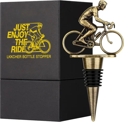 LKKCHER Tapón de Botella de Vino en Forma de Bicicleta, Lindos Regalos de Vino para Hombres Mujeres, Regalos Vintage de Bicicleta y Ciclismo,