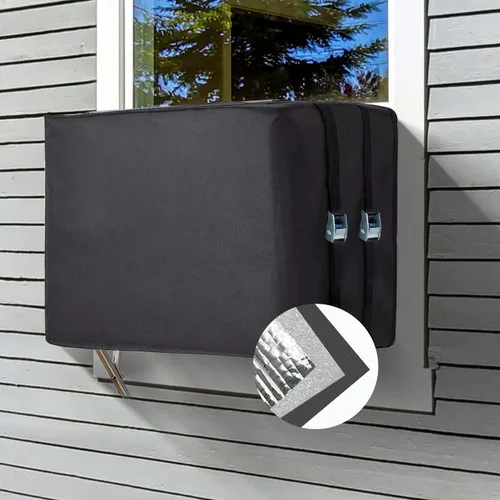 Cubierta de aislamiento de aire acondicionado de ventana para unidad exterior, a prueba de polvo al aire libre e impermeable, 3 capas, 18.1 pulgadas