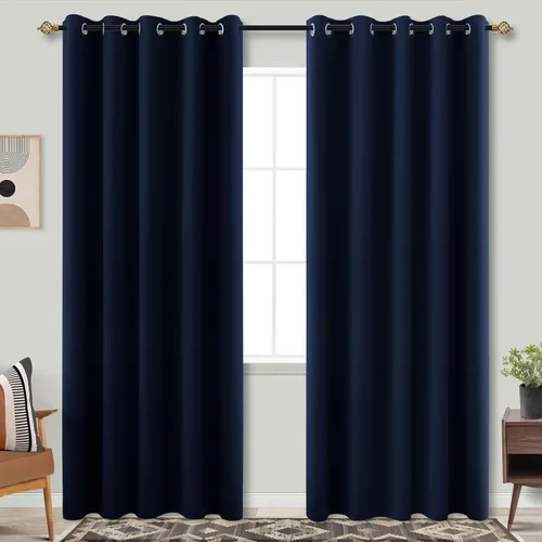 Miniatura 33 de Mrs.Naturall Cortinas Azul Real para Dormitorio, Cortinas Opacas Cortas Medianas Azul Cobalto para Cocina Decoración de Habitación de Adolescentes