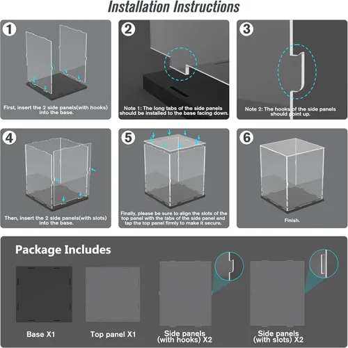 Miniatura 6 de Vitrina de acrílico transparente para coleccionables, caja de exhibición de acrílico con base, escaparate organizador de protección a prueba