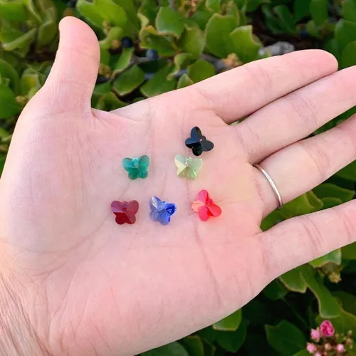 Miniatura 5 de 20 colgantes de cristal de mariposa checa de 0.394 in (0.39 pulgadas) abril transparente piedra natal agujero lateral cuentas para joyería artesanía