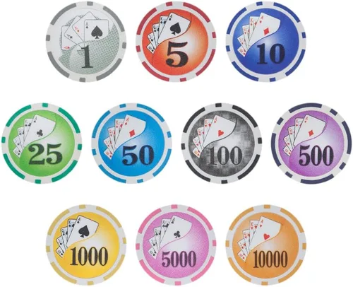 Miniatura 4 de Brybelly Yin Yang Poker Chip - Compuesto de arcilla pesada de 0.49 oz, paquete de 50 $10000 naranja