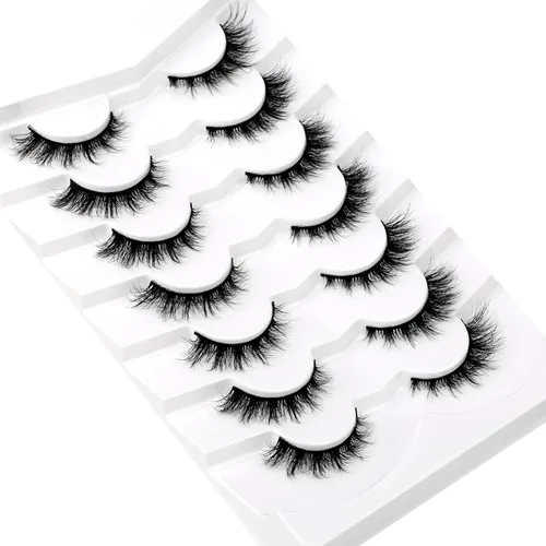 Miniatura 278 de Pooplunch - Pestañas postizas finas de visón sintético, estilo ojo de gato, naturales, cruzadas, tipo racimo, efecto 8D de volumen, tiras