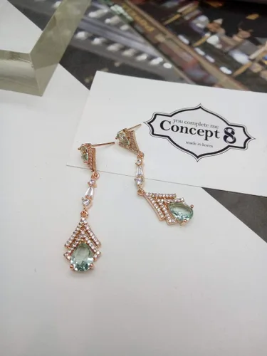 Miniatura 4 de Cconcept8 - Aretes largos hipoalergénicos y sin Nikel con zircornia, poste de plata de ley 925 para wamen