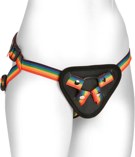 Strap-U Ride The Rainbow con junta tórica universal que se adapta a cualquier consolador de correa. Arnés sexual para mujer, lavable a máquina,