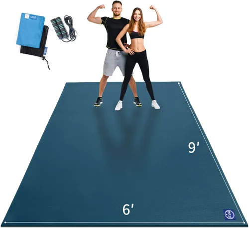 Miniatura 7 de MRO Extra Large Exercise Mat For Home Gym, 15'x6'/12'x6'/9'x6'(7mm) Workout Mats for Gym Flooring, Non-Slip, Extra Thick Durable Cardio Mat, Ideal