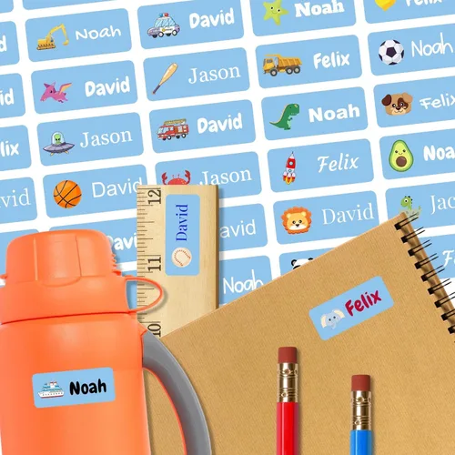 Miniatura 23 de 128 etiquetas adhesivas de nombre personalizadas para guardería, etiquetas de nombre impermeables personalizadas para niños, suministros escolares