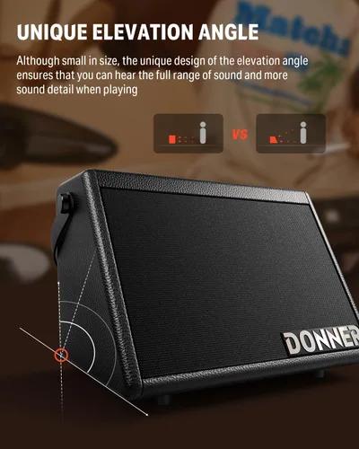 Miniatura 6 de Donner Mini amplificador de tambor eléctrico 20 W, amplificador de tambor electrónico inalámbrico altavoz DDA-20 portátil para práctica en el hogar