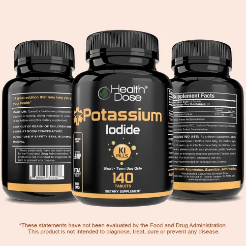Miniatura 8 de Health Dose Tabletas de potasio + yoduro (KI) – 130 mg 140 tabletas – para apoyo tiroideo, metabolismo celular y equilibrio electrolítico – Sin OMG