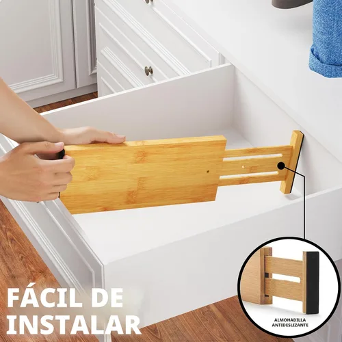 Miniatura 6 de SpaceAid - Separadores de cajones de bambú para cómoda de 6 piezas, organizadores de cajones ajustables de 4.65" de alto, 12.5"-17" de ancho
