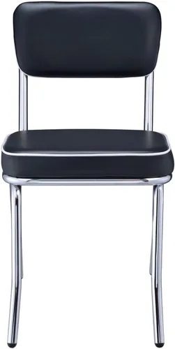 Miniatura 8 de CARTESIAN Sillas de comedor retro, tapizadas en color negro con marco cromado, juego de 2