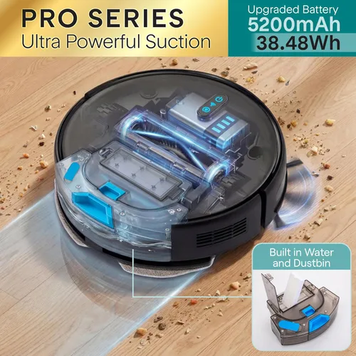 Miniatura 2 de SereneLife Robot aspirador automático y trapeador, edición Pro con batería mejorada, succión extrema, tanque de agua interno, control inteligente