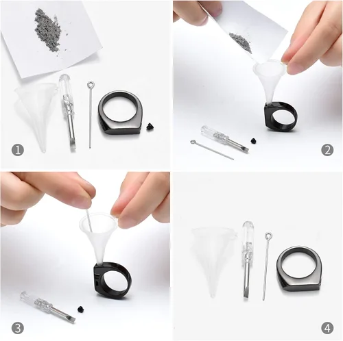 Miniatura 4 de Joyería de cremación para cenizas, geometría, estilo simple, anillo conmemorativo para cenizas, soporte para cenizas con kit de relleno, anillo