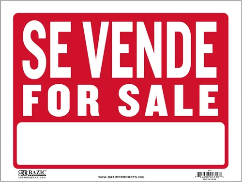 BAZIC Products Se Vende Letrero de 9 x 12 pulgadas en español para venta de patio, venta de garaje, tienda al por menor, señalización impermeable