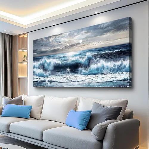 Miniatura 15 de ERQINHUA Arte de Lienzo para Pared de Sala de Estar Dormitorio Decoración de Pared para Oficina Casa de Campo Mural Superficie de Lago Paisaje