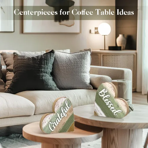 Miniatura 6 de Jetec 2 decoraciones rústicas para sala de estar, estante del hogar, mantel de entrada, mesa de entrada, centro de mesa cristiano, centro de mesa