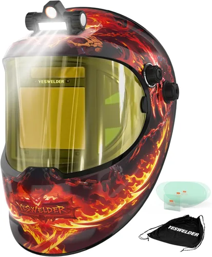 Miniatura 20 de YESWELDER - Casco de soldadura con oscurecimiento automático con vista lateral, vista panorámica de 180°, capucha de soldadura con energía solar