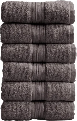 Miniatura 21 de Great Bay Home Juego de 6 toallas de mano color gris, 100% algodón hilado en plumas, juego de 6 toallas de mano de 26 x 16 pulgadas, toallas