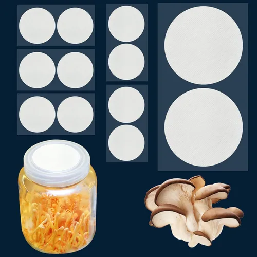 Miniatura 7 de 64 unids 0.787 in diámetro sintético filtro disco hidrófobo PTFE membrana 0.3um poro tamaño adhesivo fuerte para el cultivo de hongos
