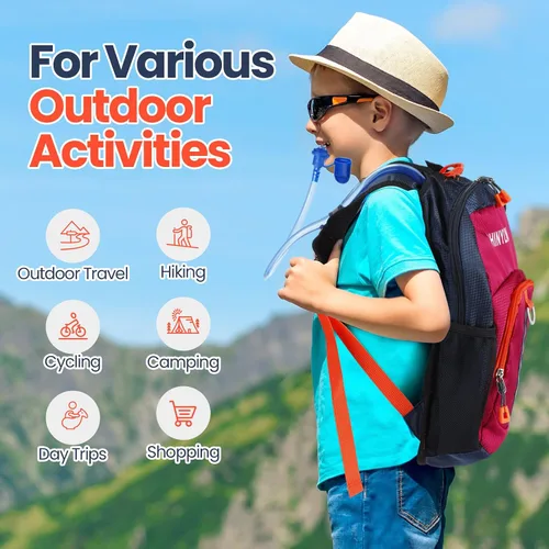 Miniatura 6 de Shinylin 2 piezas mochila de hidratación para niños con bolsa de agua de 1.5l mochila ligera para niños para senderismo mochila de agua para niños