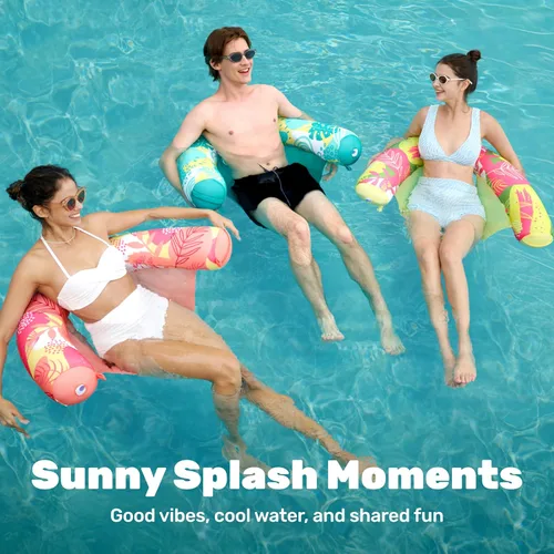 Miniatura 3 de SLOOSH Inflatable Pool Noodle Chair, 3 Packs Pool Floats Noodle Sling Floatie, Swimming Party Floating Chair for Adult Party Summer Water Fun