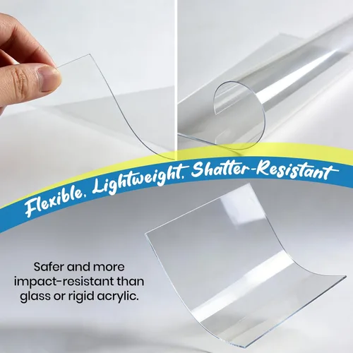 Miniatura 4 de Paquete de 10 paneles de plástico PET de 5 x 7 pulgadas / plexiglás de 0.04 pulgadas, alternativa de vidrio irrompible, ligera y asequible. Uso