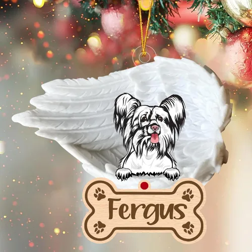 Miniatura 20 de Adorno de perro afgano de 1 ángel, adorno acrílico 2D personalizado conmemorativo para perros, regalo por pérdida de mascotas, regalo