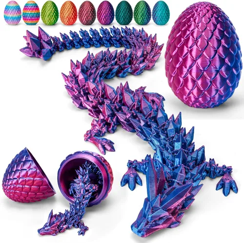 TBOLINE - Huevo de dragón impreso en 3D, animal de cristal articulado, juguete para la ansiedad para adolescentes, niños y niñas, piezas míticas