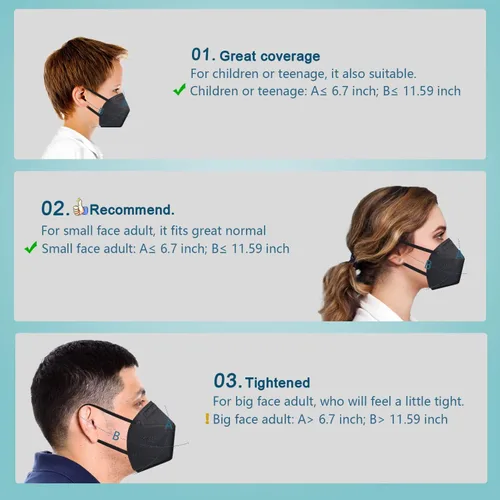 Miniatura 4 de Mascarillas Kn95, paquete de 50, máscaras de seguridad contra el polvo envueltas individualmente, máscara de protección de 5 capas para adultos