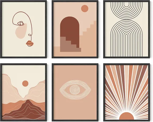 Miniatura 54 de HAUS AND HUES Arte abstracto negro para pared, juego de 6 impresiones artísticas modernas de líneas negras y grises, arte abstracto geométrico Juego