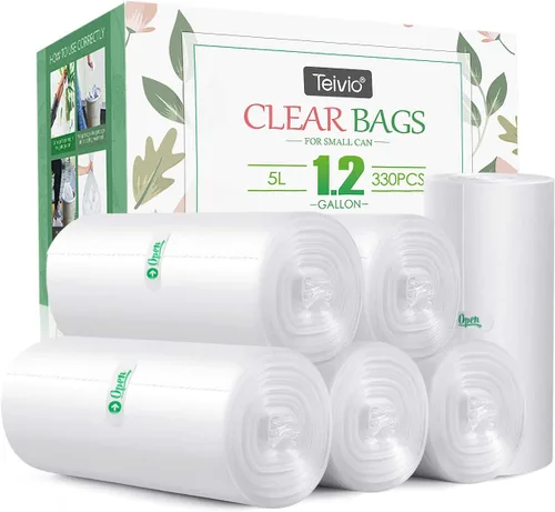 Miniatura 13 de Bolsas de basura resistentes de 4 galones, 330 unidades, de Teivio, forros para botes de basura de baño, bolsas pequeñas de plástico para hogar