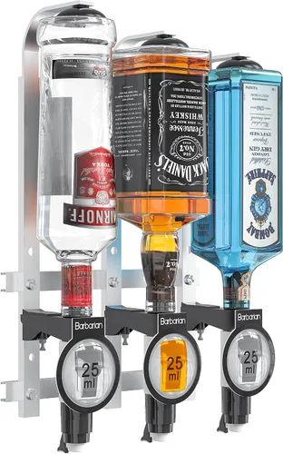 Dispensador de licor bárbaro para bar casero 3/4/6 botella montada en la pared – Bar mayordomo soporte de medida de tiro soporte alcohol vino boca