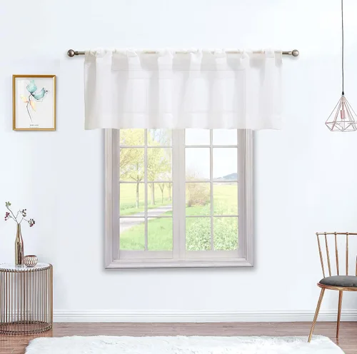 Miniatura 16 de July Joy Cortinas traslúcidas con textura de niveles blancos para cocina, cortinas semitransparentes con bolsillo para barra, cortinas pequeñas
